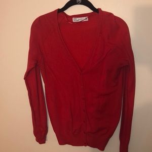 Zara red cardigan